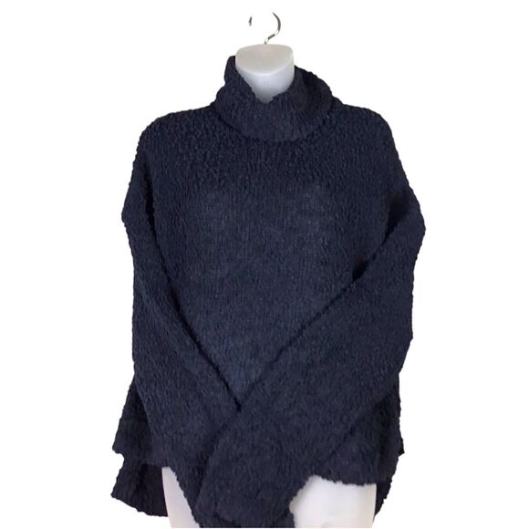 Bobeau Womens M Blue Funnel Neck Pullover Sweater Boucle Chunky Knit NWT - Picture 1 of 16